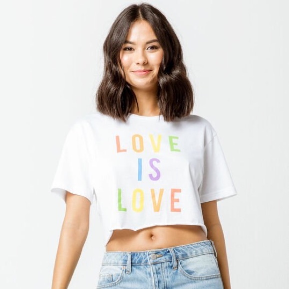 HP! NWT Full Tilt Love Is Love Crop Tee - Picture 3 of 6